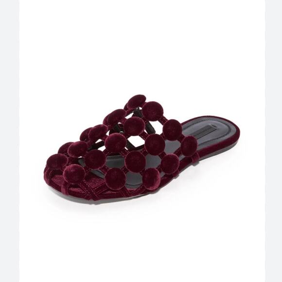 Alexander Wang Shoes - Alexander wang Amelia velvet slide slip-on mule Bordeaux flats size 6.5/7